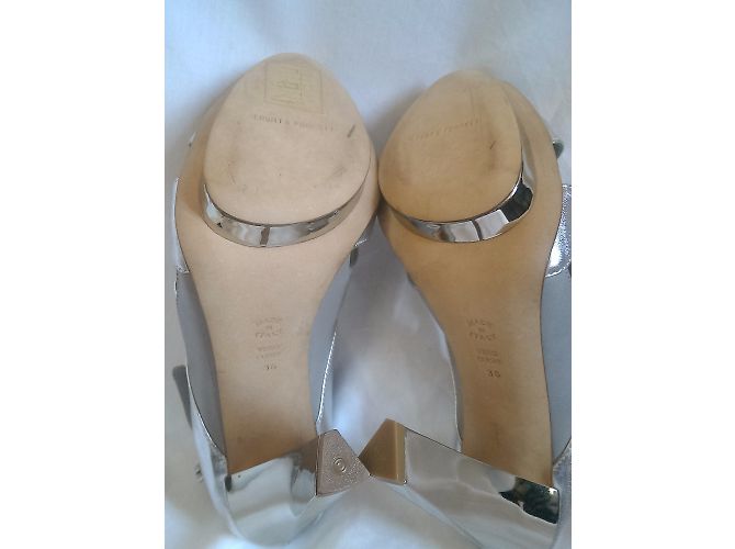 Sandali con tacco in pelle argento Alberta Ferretti - vista 5