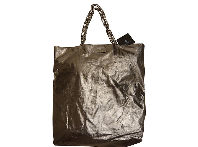 Borsa tote Lanvin in pelle d'agnello argento - vista 2