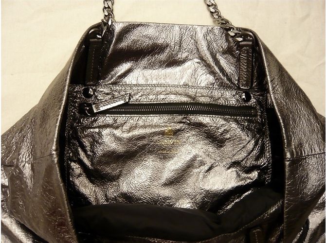 Borsa tote Lanvin in pelle d'agnello argento - vista 3