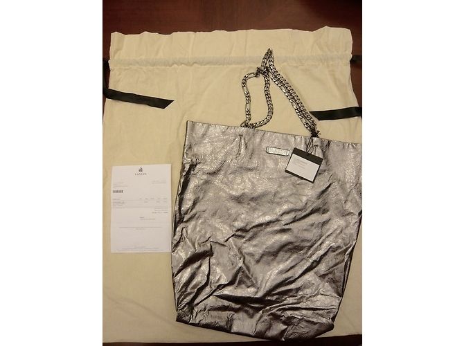 Borsa tote Lanvin in pelle d'agnello argento - vista 4