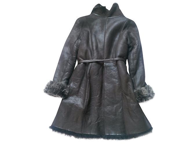 Autre Marque Valentino Pablo Abrigo Chaqueta de Cuero Marrón Castaño - vista 2