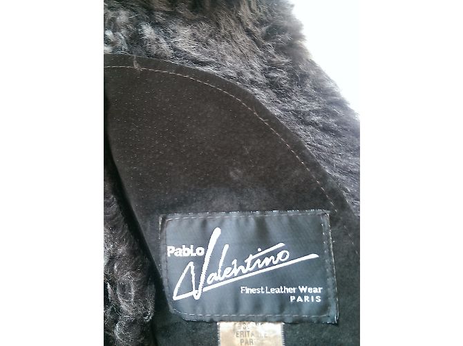Autre Marque Valentino Pablo Abrigo Chaqueta de Cuero Marrón Castaño - vista 3