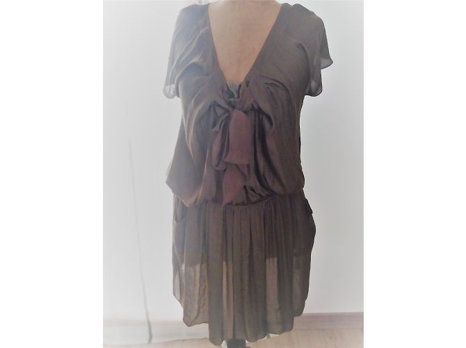 Vanessa Bruno Athe Seidenkleid Dunkelgrau 38 Anthrazitgrau - Ansicht 6