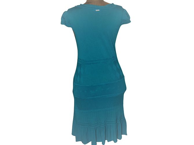 Vestido largo Liu.Jo de malla de algodón azul verde - vista 2