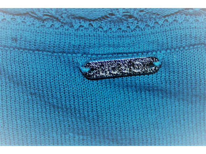 Vestido largo Liu.Jo de malla de algodón azul verde - vista 4