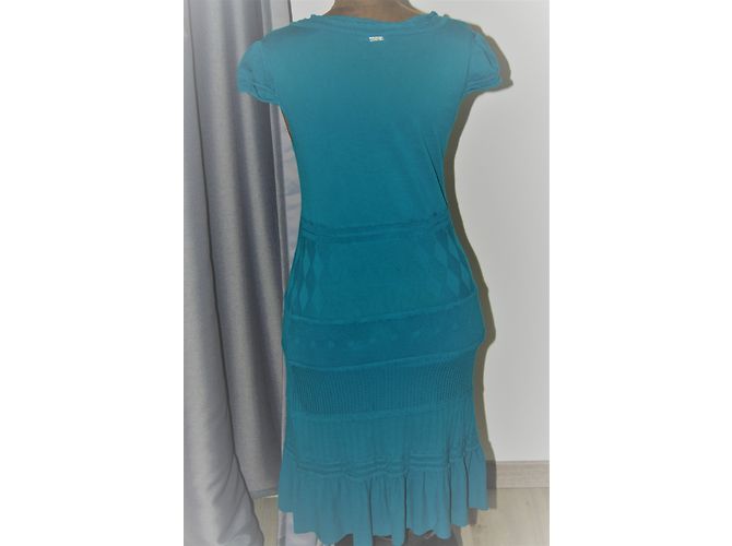 Vestido largo Liu.Jo de malla de algodón azul verde - vista 5