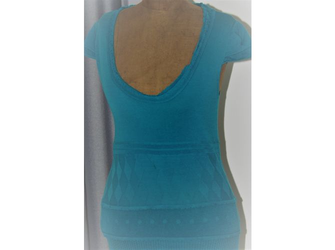 Vestido largo Liu.Jo de malla de algodón azul verde - vista 7