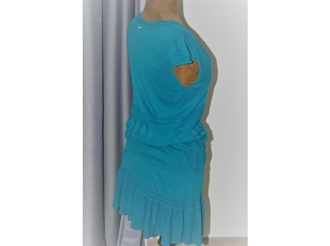 Vestido largo Liu.Jo de malla de algodón azul verde - vista 9