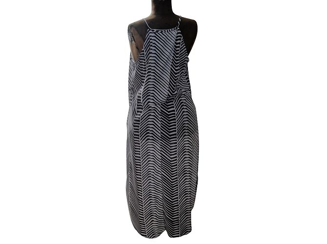 Vestido largo de verano Calvin Klein algodón blanco y azul marino L - vista 2