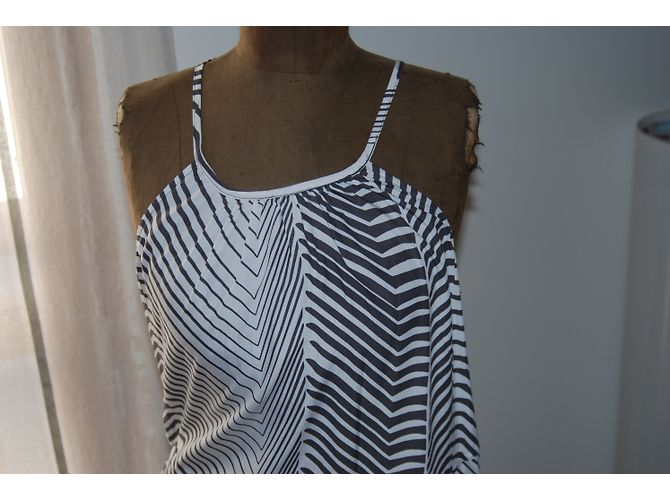 Vestido largo de verano Calvin Klein algodón blanco y azul marino L - vista 4