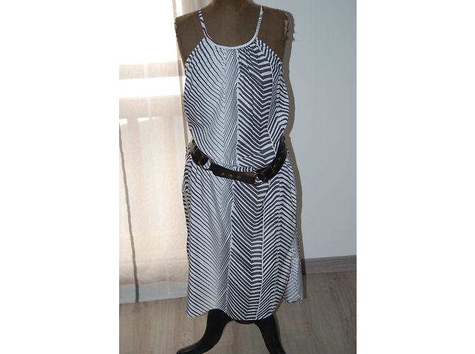 Vestido largo de verano Calvin Klein algodón blanco y azul marino L - vista 7