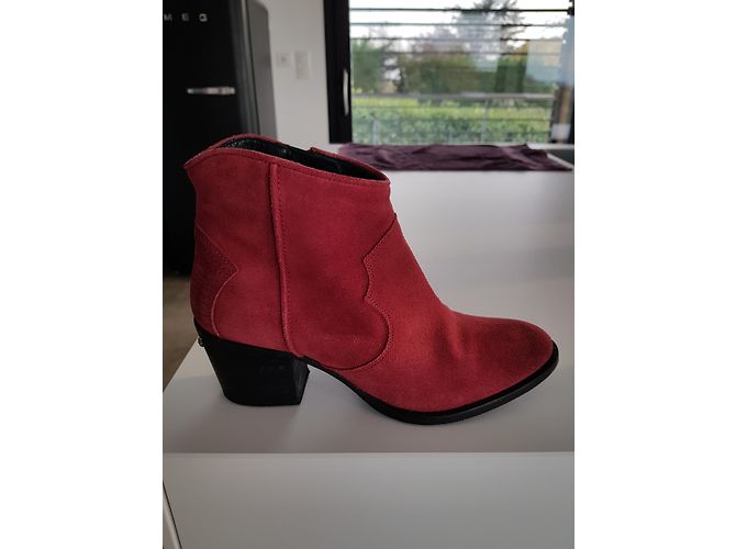 Botines Zadig & Voltaire MOLLY de cuero rojo oscuro Burdeos - vista 3