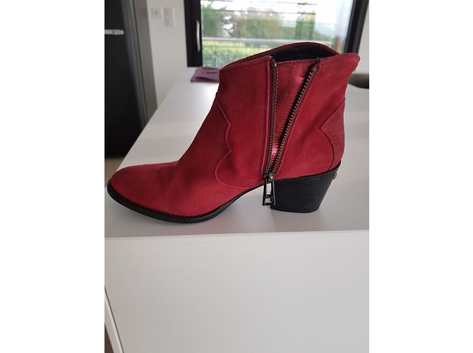 Botines Zadig & Voltaire MOLLY de cuero rojo oscuro Burdeos - vista 4