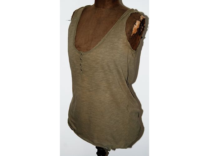 Camiseta sin mangas Berenice de algodón caqui Talla M - vista 5