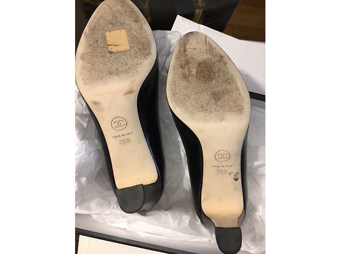 Décolleté Chanel in pelle nera con tacco 8cm Nero - vista 22