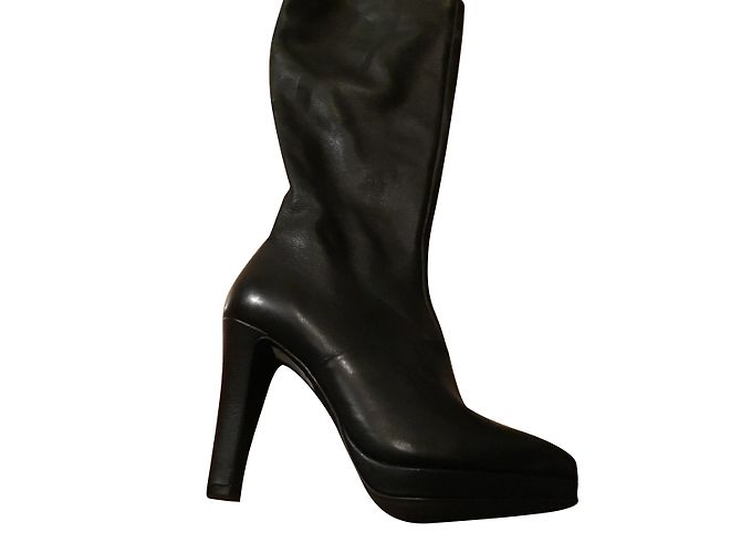 Autre Marque Botas altas de cuero San marina negras Negro - vista 2