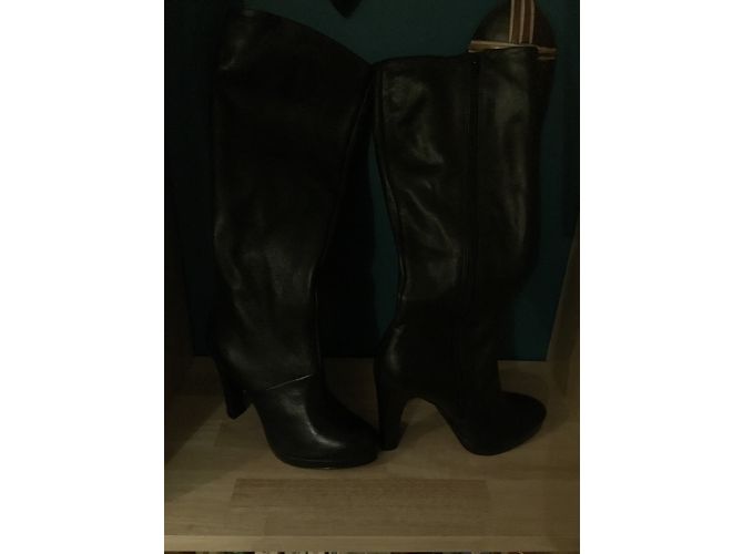 Autre Marque Botas altas de cuero San marina negras Negro - vista 3