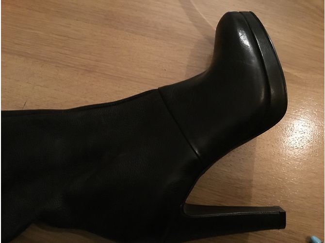 Autre Marque Botas altas de cuero San marina negras Negro - vista 7