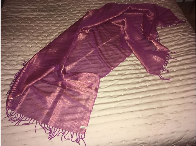 Autre Marque Sciarpa Nimbu rosa con frange in taffetà - vista 3