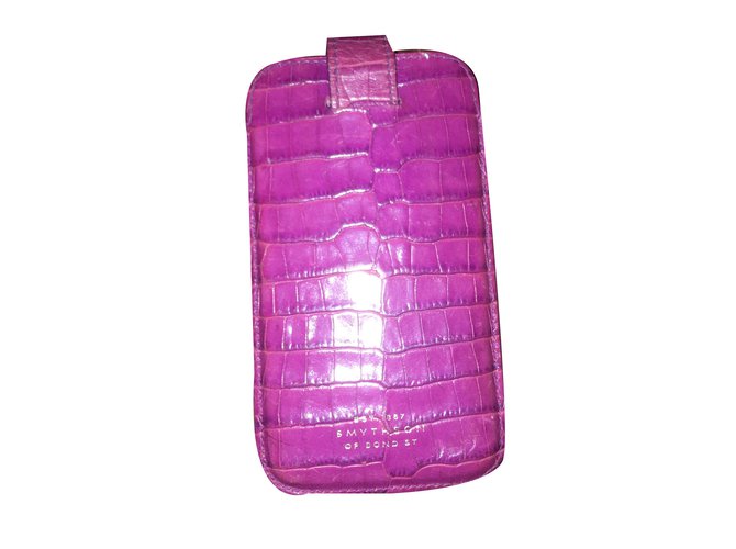 Custodia Smythson iPhone SE in pelle croco viola Porpora - vista 2