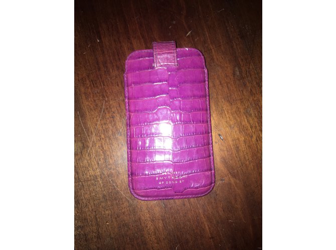 Custodia Smythson iPhone SE in pelle croco viola Porpora - vista 4
