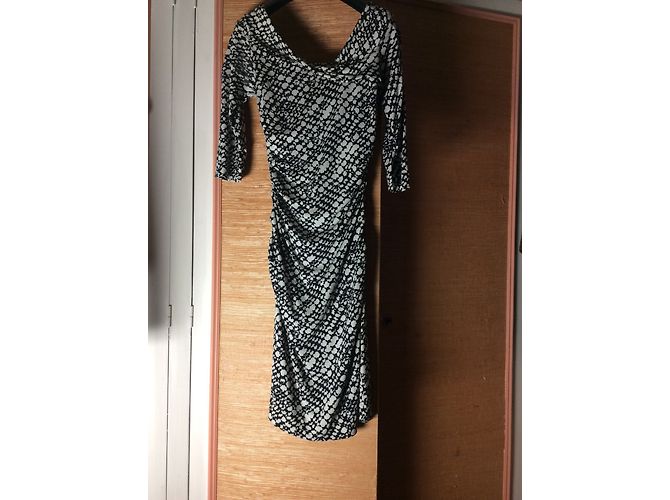 Diane Von Furstenberg Seidenkleid drapierte Jersey Schwarz Weiß - Ansicht 5