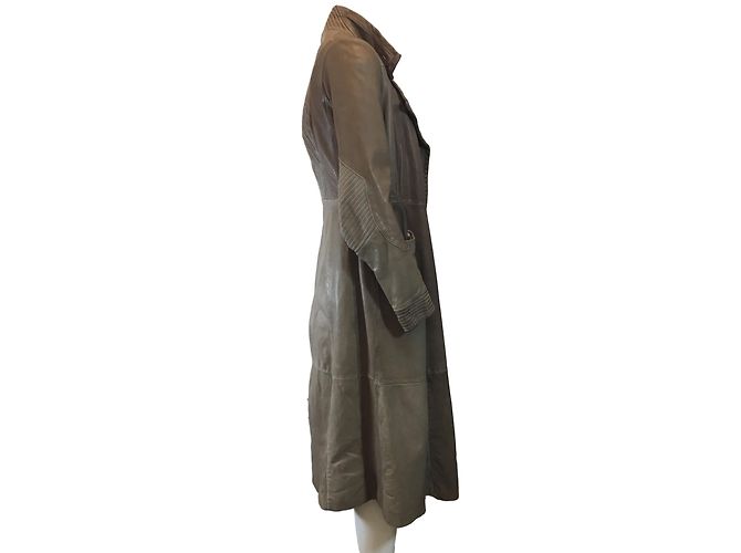 Cappotto Marni in pelle castagna - vista 5