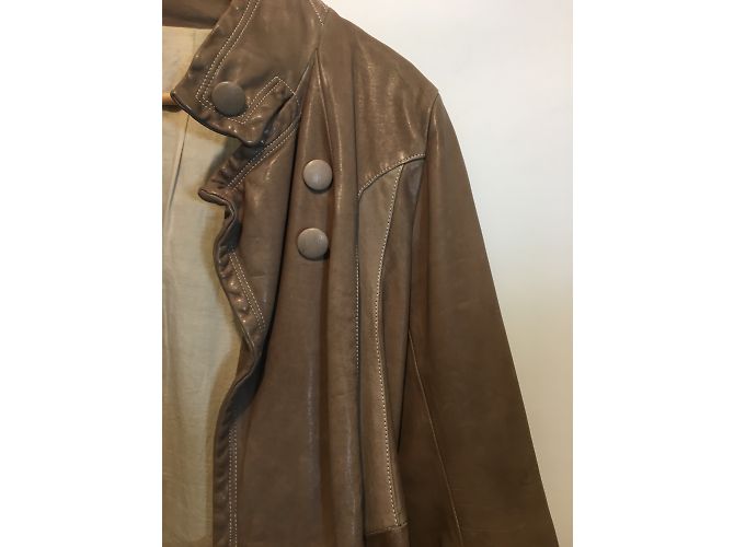 Cappotto Marni in pelle castagna - vista 6