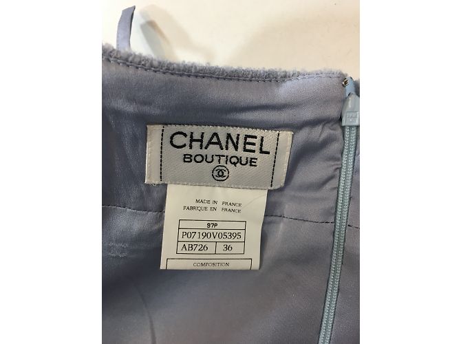 Chanel Rockanzug Blau Wolle Nylon 36FR - Ansicht 15