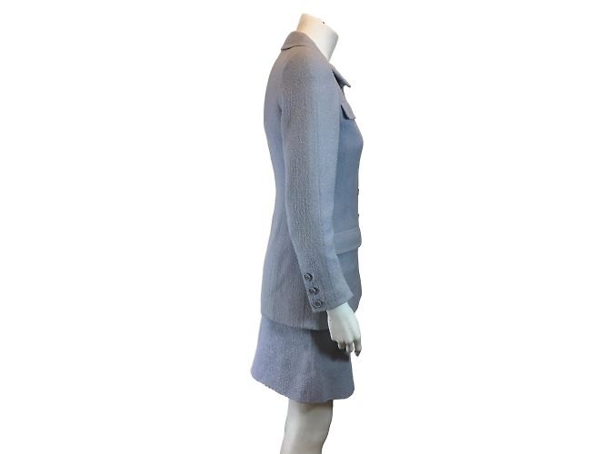 Chanel Rockanzug Blau Wolle Nylon 36FR - Ansicht 3