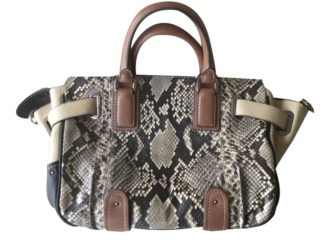 Barbara Bui Handtasche aus Python und Leder Braun - Ansicht 2