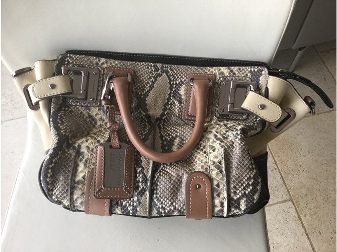 Barbara Bui Handtasche aus Python und Leder Braun - Ansicht 3