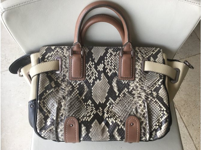 Barbara Bui Handtasche aus Python und Leder Braun - Ansicht 4