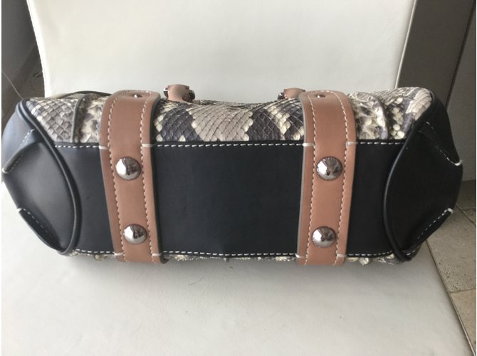 Barbara Bui Handtasche aus Python und Leder Braun - Ansicht 5