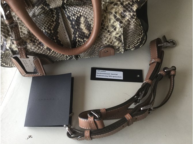 Barbara Bui Handtasche aus Python und Leder Braun - Ansicht 7