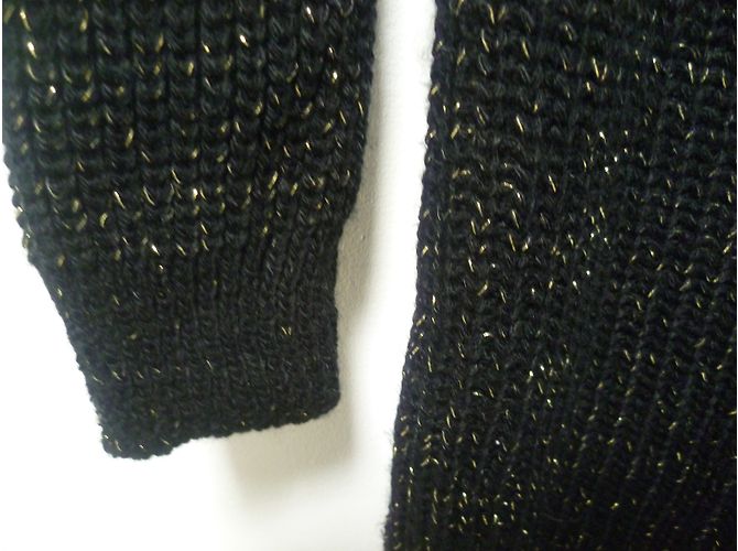 Autre Marque Schwarzes Wollstrickkleid mit Goldfäden - Ansicht 4