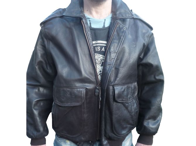 Autre Marque American Squadron Mac William Leder Bomberjacke Dunkelbraun - Ansicht 2