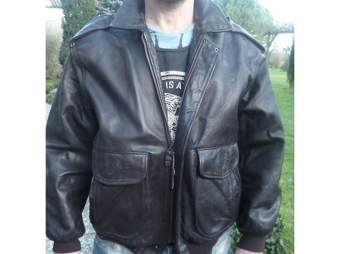 Autre Marque American Squadron Mac William Leder Bomberjacke Dunkelbraun - Ansicht 3