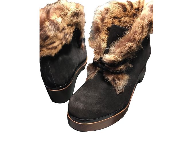 Stivaletti Robert Clergerie Marrone Scuro Nubuck e Scamosciato - vista 2