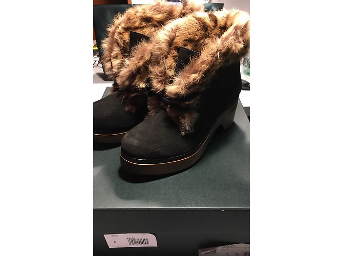 Stivaletti Robert Clergerie Marrone Scuro Nubuck e Scamosciato - vista 3
