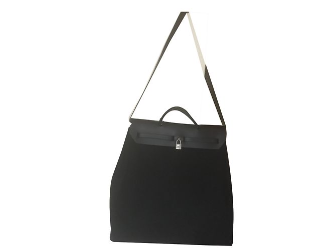 Borsa Hermès Hairbag Nera in Pelle e Tela Nero - vista 2