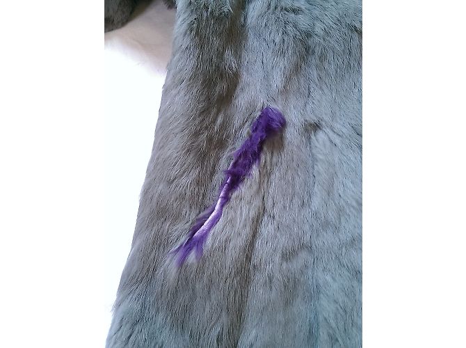 Cappotto in pelliccia di coniglio Antik Batik grigio antracite e viola - vista 10