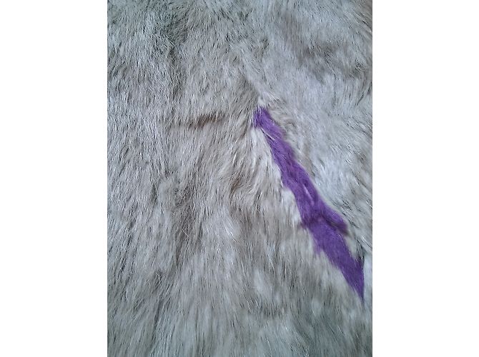 Cappotto in pelliccia di coniglio Antik Batik grigio antracite e viola - vista 11