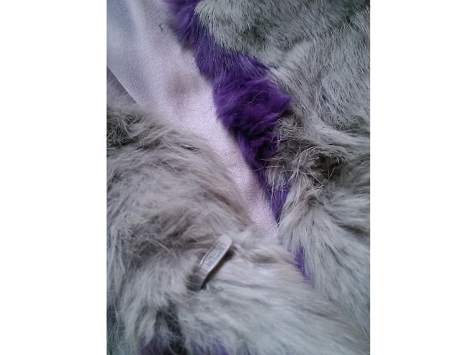 Cappotto in pelliccia di coniglio Antik Batik grigio antracite e viola - vista 12