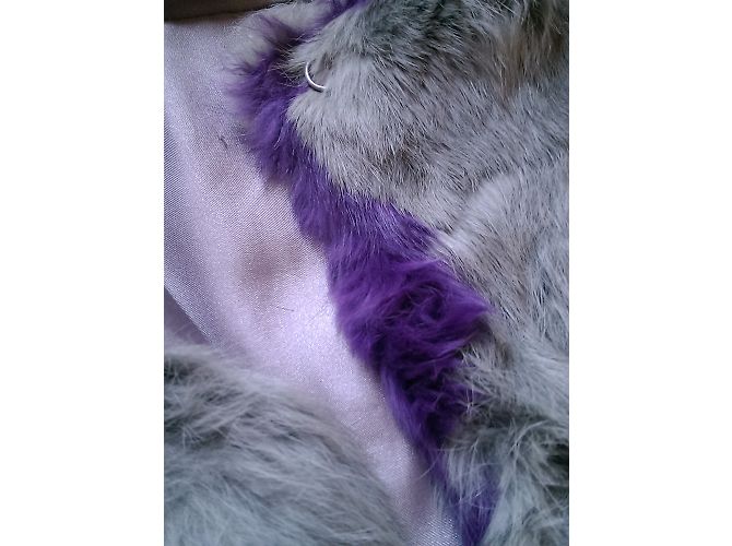 Cappotto in pelliccia di coniglio Antik Batik grigio antracite e viola - vista 4