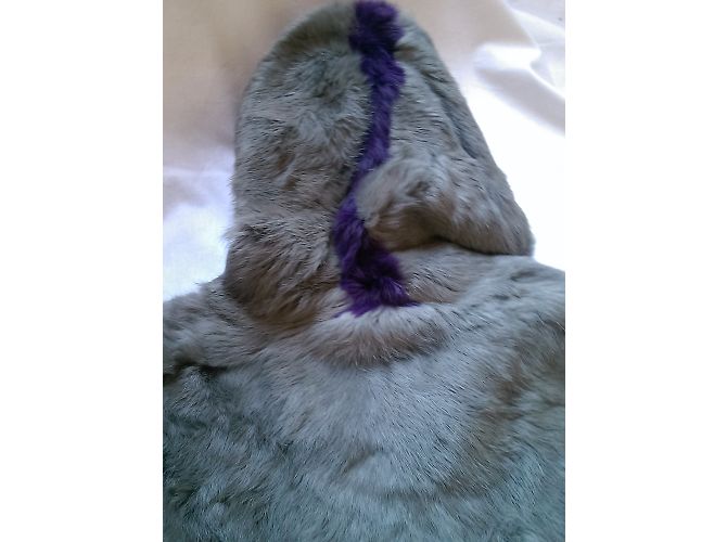Cappotto in pelliccia di coniglio Antik Batik grigio antracite e viola - vista 6