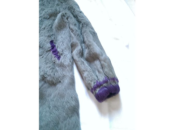 Cappotto in pelliccia di coniglio Antik Batik grigio antracite e viola - vista 8