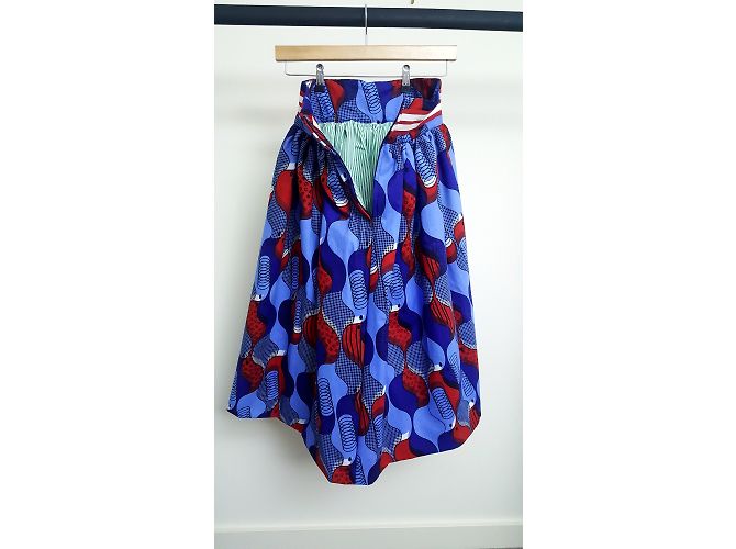 Gonna a stampa in cotone blu e rosso STELLA JEAN 42 IT Bianco Blu navy - vista 2