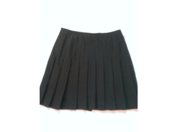 Falda corta plisada negra Tara Jarmon de lana Negro - vue 2