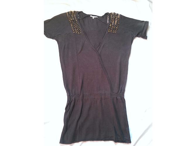 Vestido Maje Bigot gris de seda y lino Talla M - vista 3